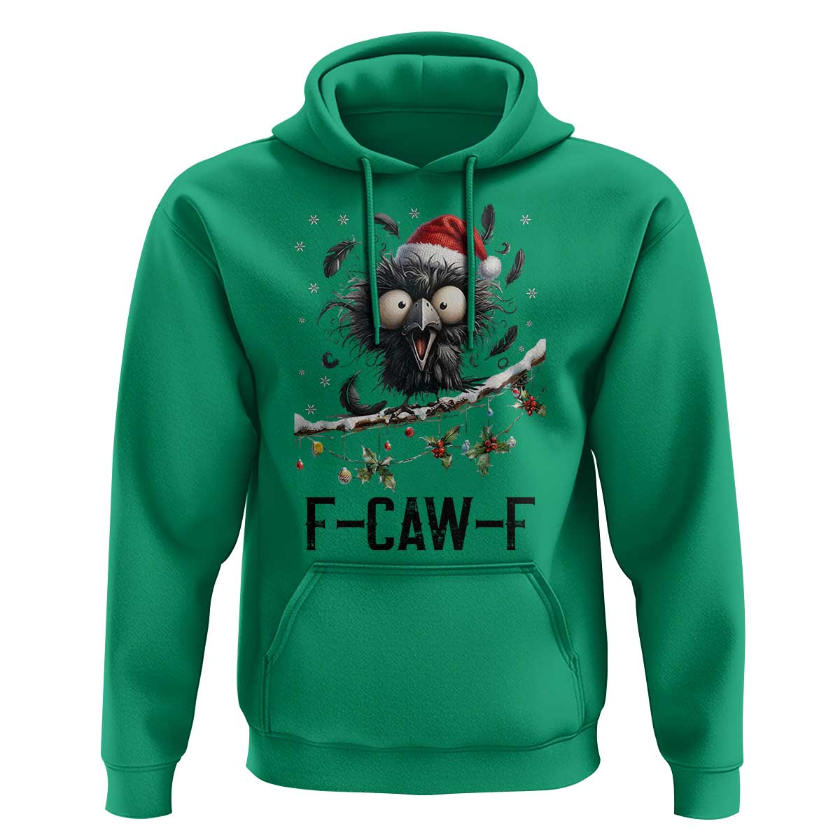 Funny F Caw F Christmas Crow Hoodie Santa Raven Xmas Holiday Snowflake - Wonder Print Shop