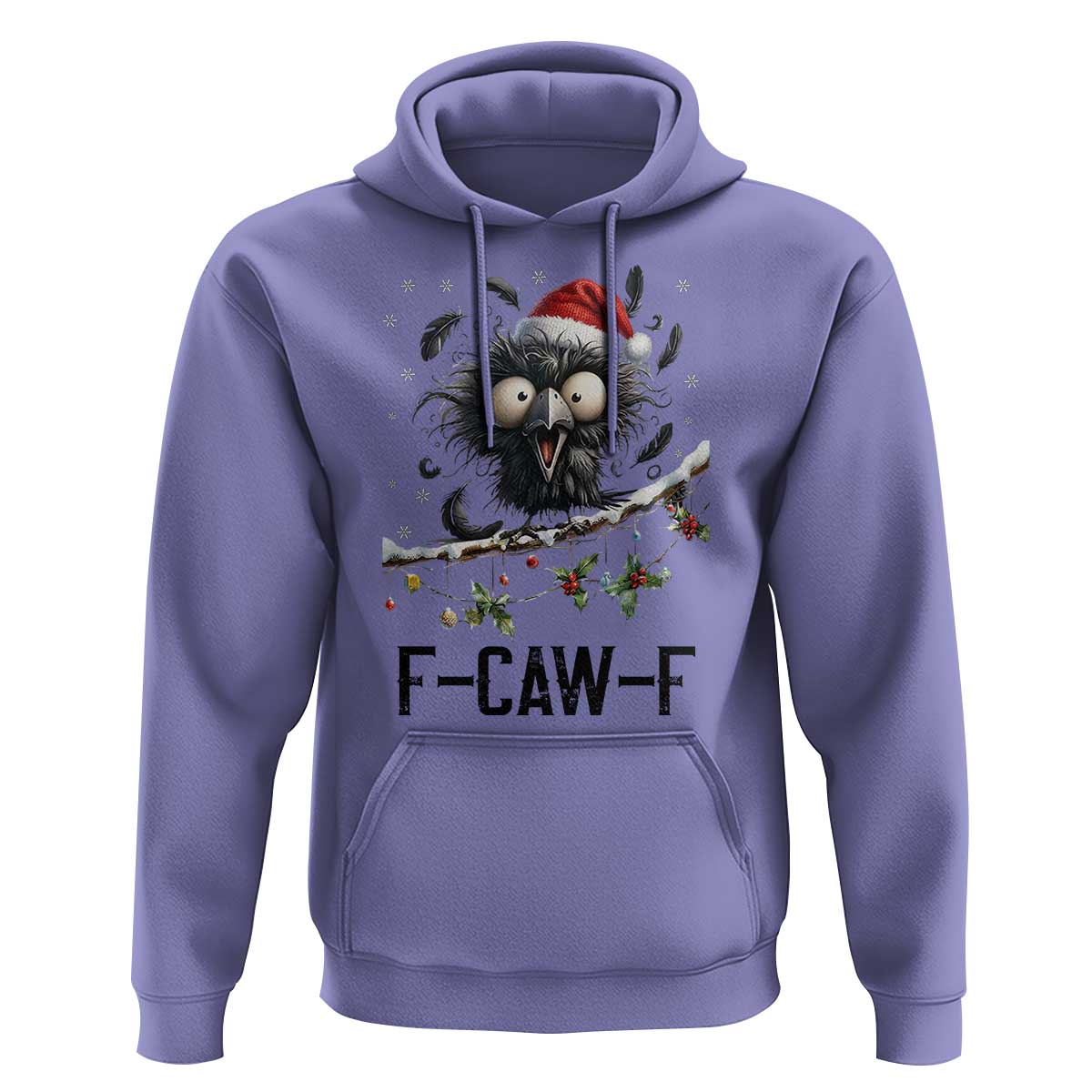Funny F Caw F Christmas Crow Hoodie Santa Raven Xmas Holiday Snowflake - Wonder Print Shop