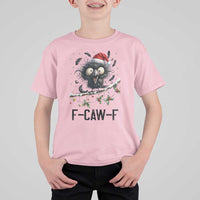Funny F Caw F Christmas Crow T Shirt For Kid Santa Raven Xmas Holiday Snowflake - Wonder Print Shop