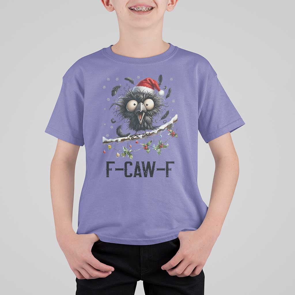 Funny F Caw F Christmas Crow T Shirt For Kid Santa Raven Xmas Holiday Snowflake - Wonder Print Shop