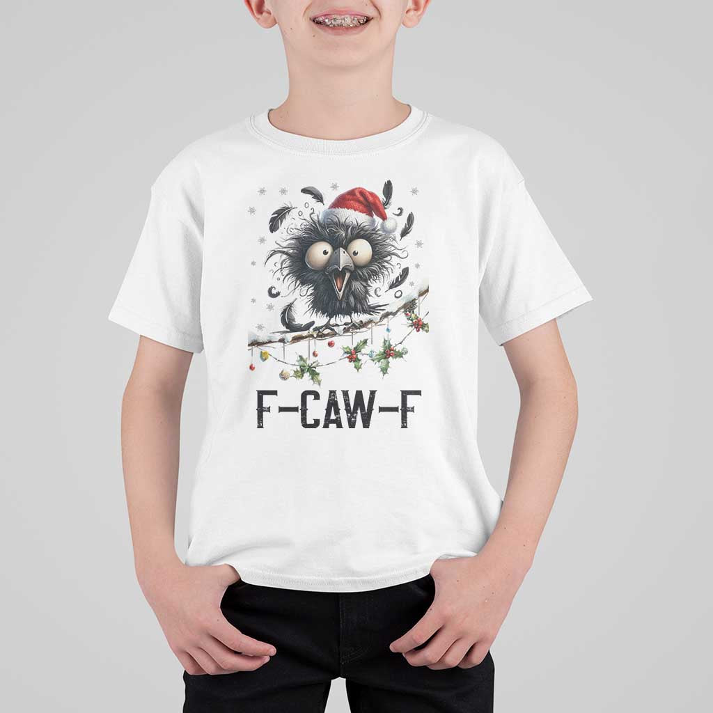 Funny F Caw F Christmas Crow T Shirt For Kid Santa Raven Xmas Holiday Snowflake - Wonder Print Shop