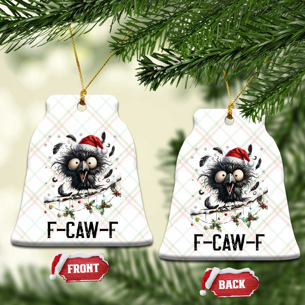 Funny F Caw F Christmas Crow Ceramic Ornament Santa Raven Xmas Holiday Snowflake - Wonder Print Shop