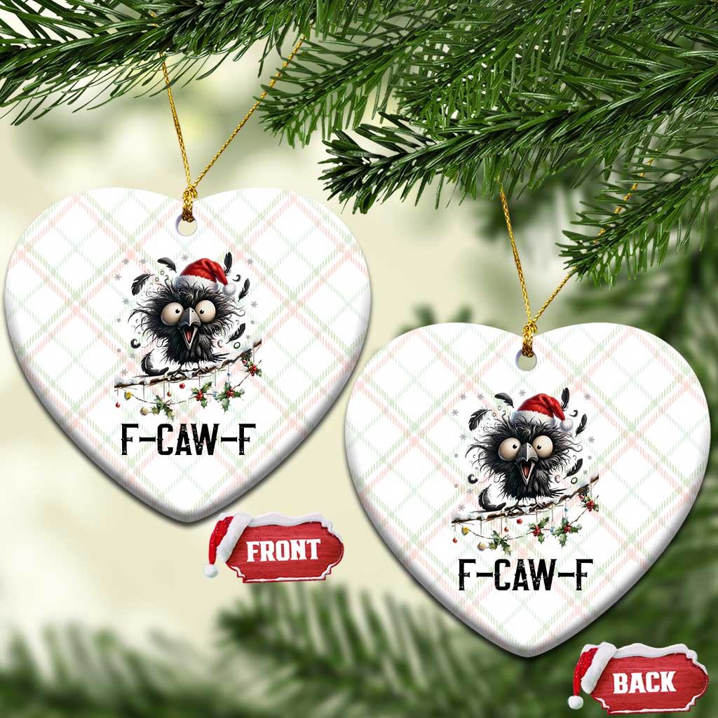 Funny F Caw F Christmas Crow Ceramic Ornament Santa Raven Xmas Holiday Snowflake - Wonder Print Shop