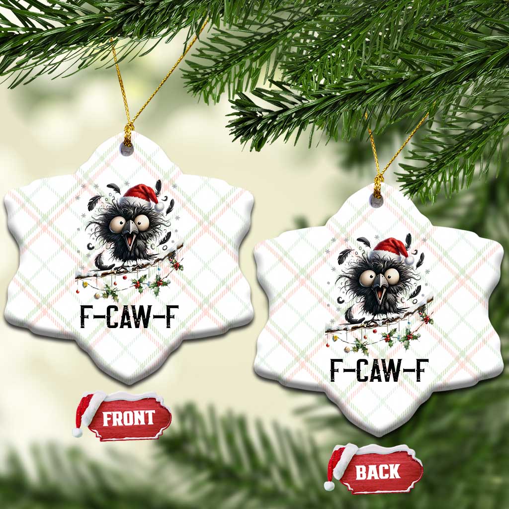 Funny F Caw F Christmas Crow Ceramic Ornament Santa Raven Xmas Holiday Snowflake - Wonder Print Shop