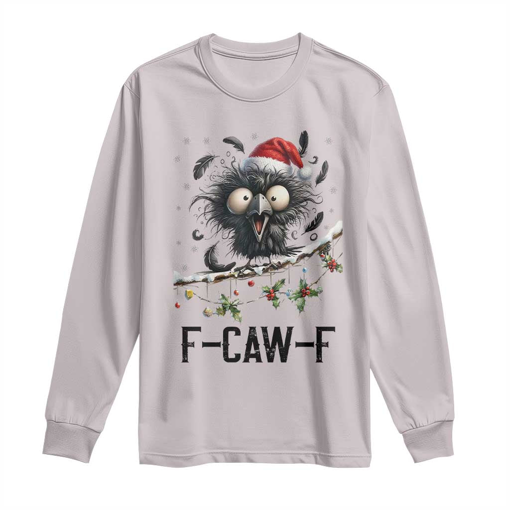 Funny F Caw F Christmas Crow Long Sleeve Shirt Santa Raven Xmas Holiday Snowflake - Wonder Print Shop