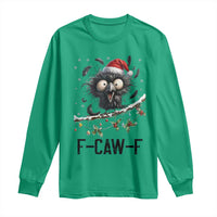 Funny F Caw F Christmas Crow Long Sleeve Shirt Santa Raven Xmas Holiday Snowflake - Wonder Print Shop