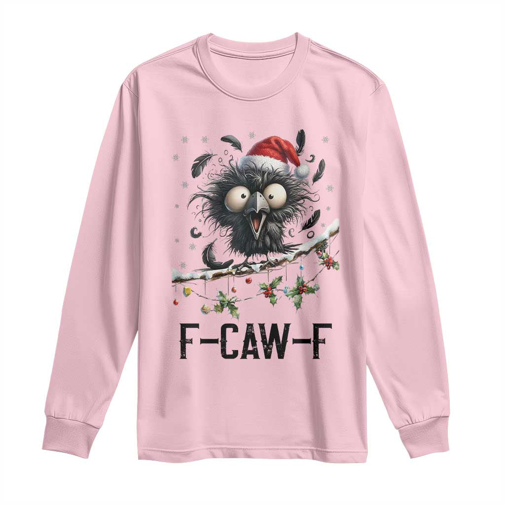 Funny F Caw F Christmas Crow Long Sleeve Shirt Santa Raven Xmas Holiday Snowflake - Wonder Print Shop