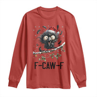 Funny F Caw F Christmas Crow Long Sleeve Shirt Santa Raven Xmas Holiday Snowflake - Wonder Print Shop