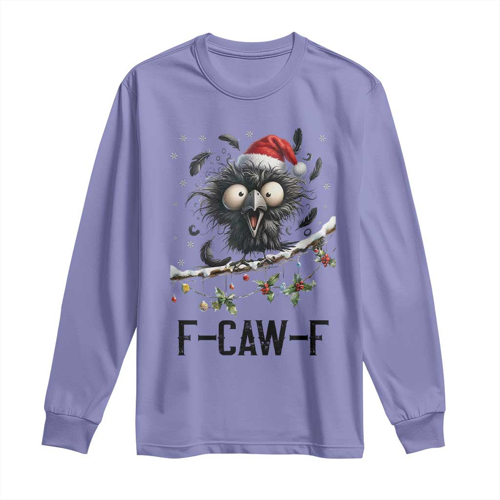 Funny F Caw F Christmas Crow Long Sleeve Shirt Santa Raven Xmas Holiday Snowflake - Wonder Print Shop