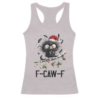 Funny F Caw F Christmas Crow Racerback Tank Top Santa Raven Xmas Holiday Snowflake - Wonder Print Shop