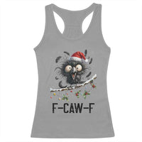 Funny F Caw F Christmas Crow Racerback Tank Top Santa Raven Xmas Holiday Snowflake - Wonder Print Shop