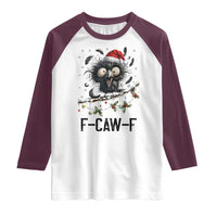 Funny F Caw F Christmas Crow Raglan Shirt Santa Raven Xmas Holiday Snowflake - Wonder Print Shop