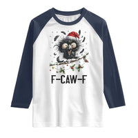 Funny F Caw F Christmas Crow Raglan Shirt Santa Raven Xmas Holiday Snowflake - Wonder Print Shop