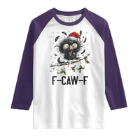 Funny F Caw F Christmas Crow Raglan Shirt Santa Raven Xmas Holiday Snowflake - Wonder Print Shop