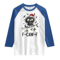 Funny F Caw F Christmas Crow Raglan Shirt Santa Raven Xmas Holiday Snowflake - Wonder Print Shop