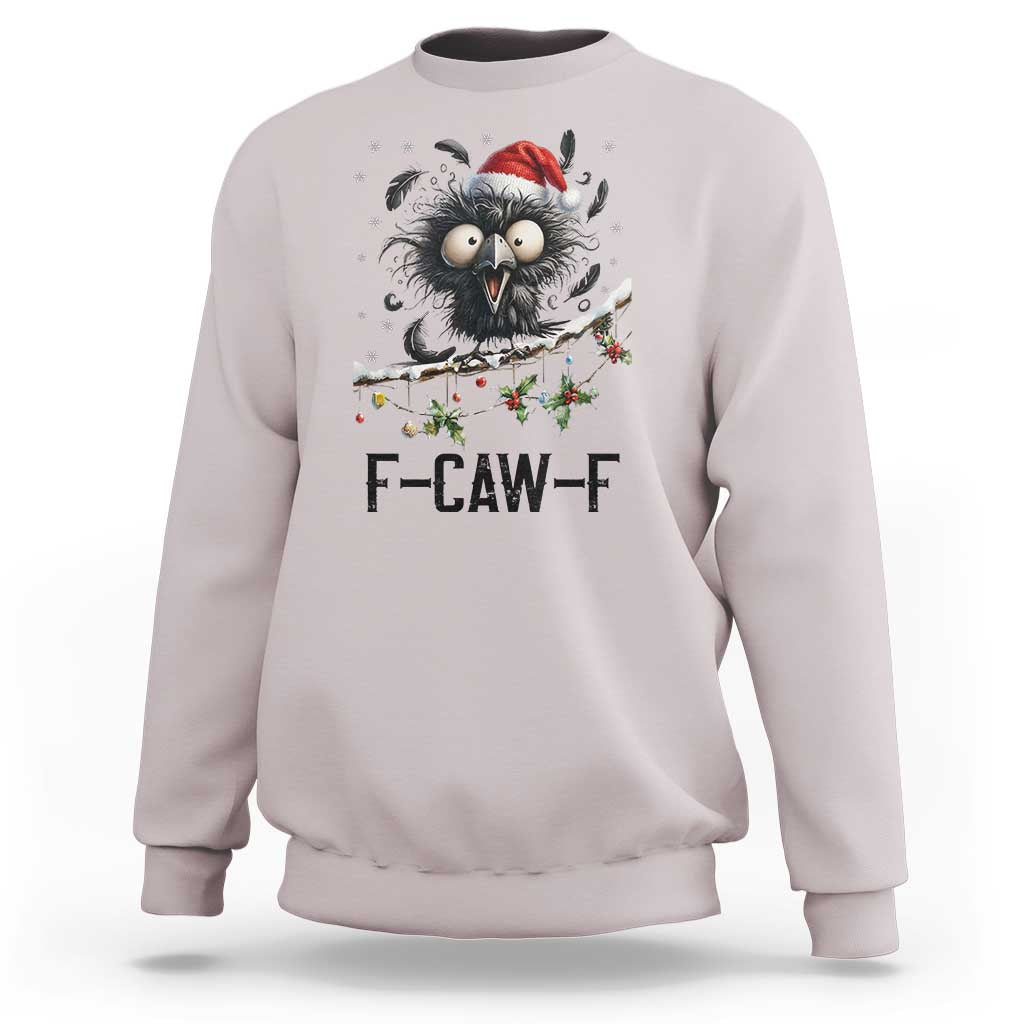 Funny F Caw F Christmas Crow Sweatshirt Santa Raven Xmas Holiday Snowflake - Wonder Print Shop