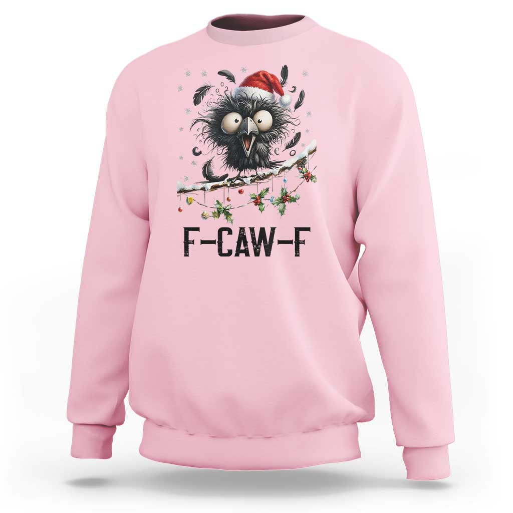 Funny F Caw F Christmas Crow Sweatshirt Santa Raven Xmas Holiday Snowflake - Wonder Print Shop