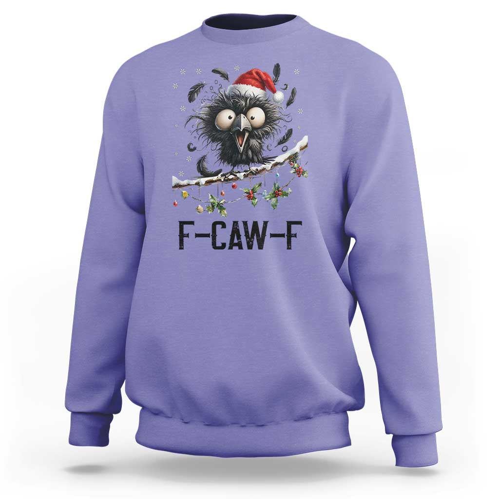 Funny F Caw F Christmas Crow Sweatshirt Santa Raven Xmas Holiday Snowflake - Wonder Print Shop