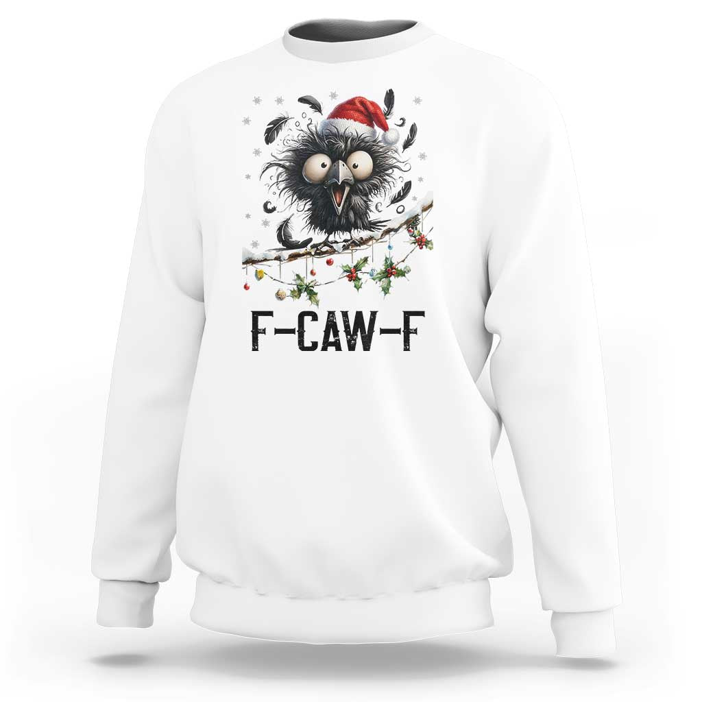 Funny F Caw F Christmas Crow Sweatshirt Santa Raven Xmas Holiday Snowflake - Wonder Print Shop