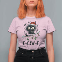 Funny F Caw F Christmas Crow T Shirt For Women Santa Raven Xmas Holiday Snowflake - Wonder Print Shop