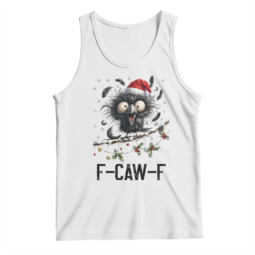 Funny F Caw F Christmas Crow Tank Top Santa Raven Xmas Holiday Snowflake - Wonder Print Shop