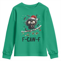 Funny F Caw F Christmas Crow Youth Sweatshirt Santa Raven Xmas Holiday Snowflake - Wonder Print Shop