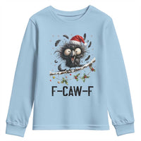 Funny F Caw F Christmas Crow Youth Sweatshirt Santa Raven Xmas Holiday Snowflake - Wonder Print Shop