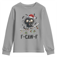 Funny F Caw F Christmas Crow Youth Sweatshirt Santa Raven Xmas Holiday Snowflake - Wonder Print Shop