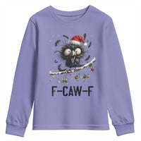 Funny F Caw F Christmas Crow Youth Sweatshirt Santa Raven Xmas Holiday Snowflake - Wonder Print Shop