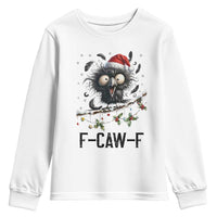Funny F Caw F Christmas Crow Youth Sweatshirt Santa Raven Xmas Holiday Snowflake - Wonder Print Shop