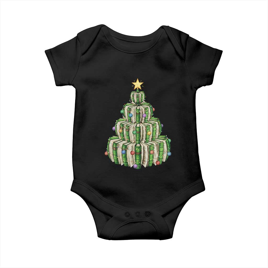 Book Christmas Tree Book Lover Teacher Librarian Baby Onesie - Wonder Print Shop