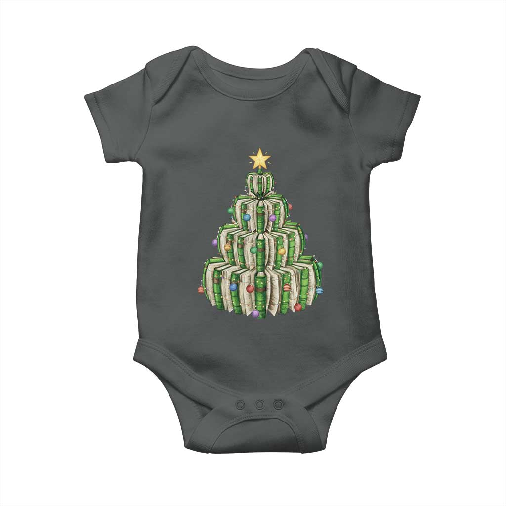 Book Christmas Tree Book Lover Teacher Librarian Baby Onesie - Wonder Print Shop