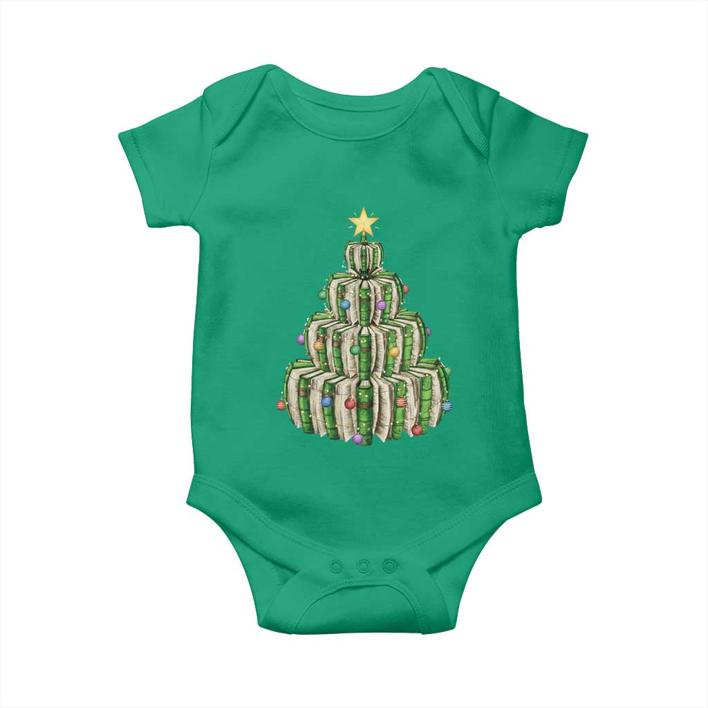 Book Christmas Tree Book Lover Teacher Librarian Baby Onesie - Wonder Print Shop