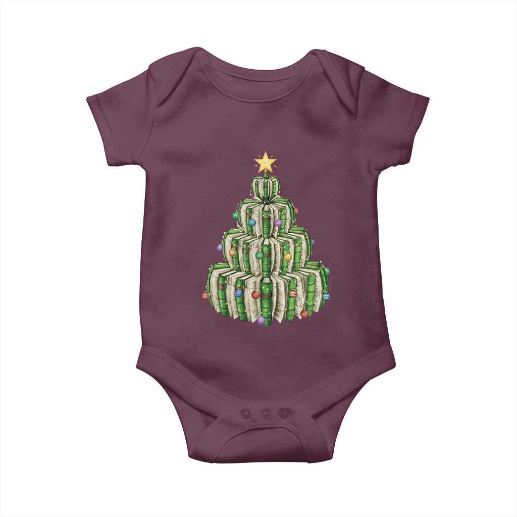 Book Christmas Tree Book Lover Teacher Librarian Baby Onesie - Wonder Print Shop