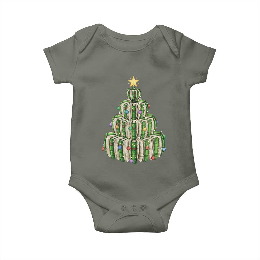 Book Christmas Tree Book Lover Teacher Librarian Baby Onesie - Wonder Print Shop