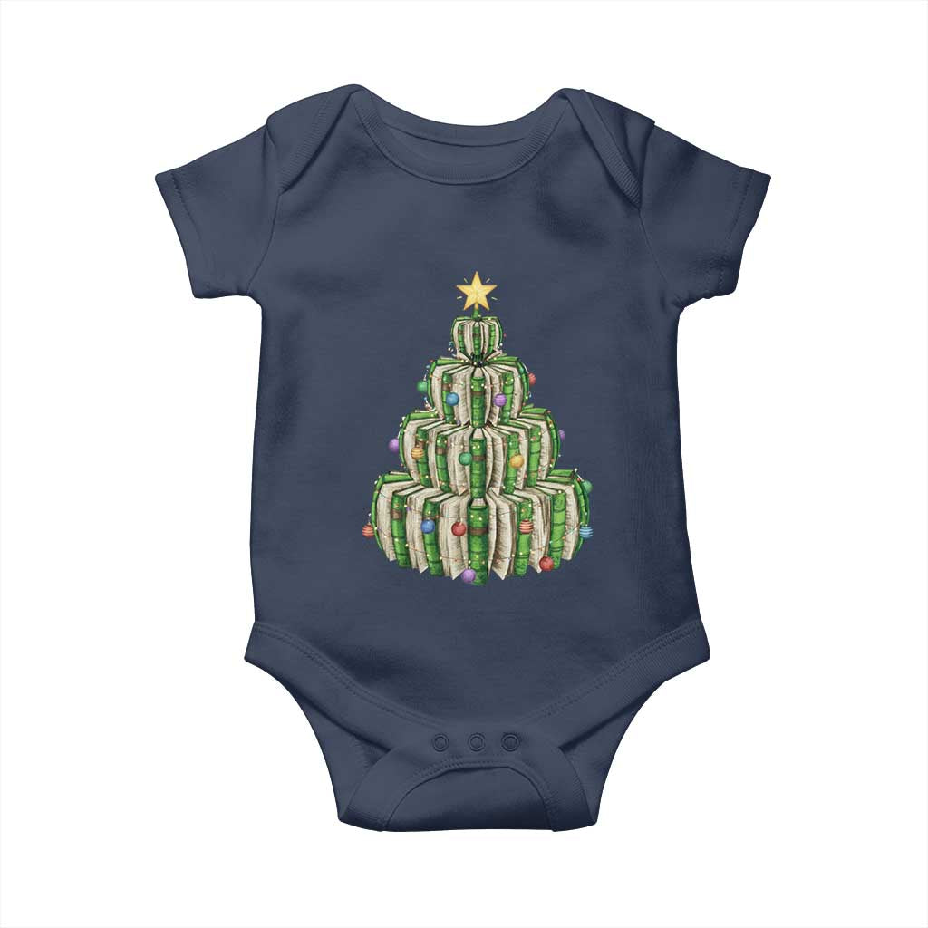 Book Christmas Tree Book Lover Teacher Librarian Baby Onesie - Wonder Print Shop
