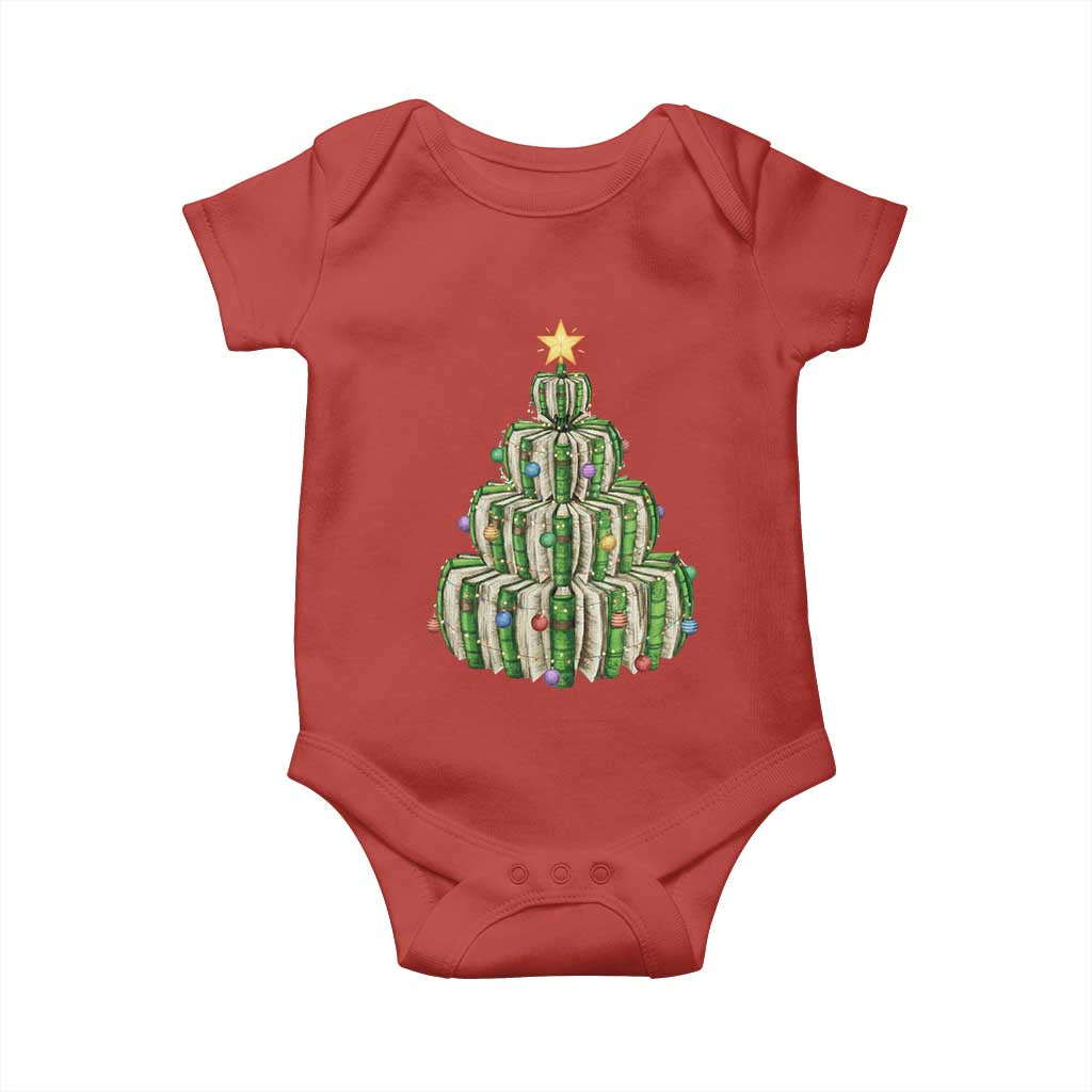Book Christmas Tree Book Lover Teacher Librarian Baby Onesie - Wonder Print Shop