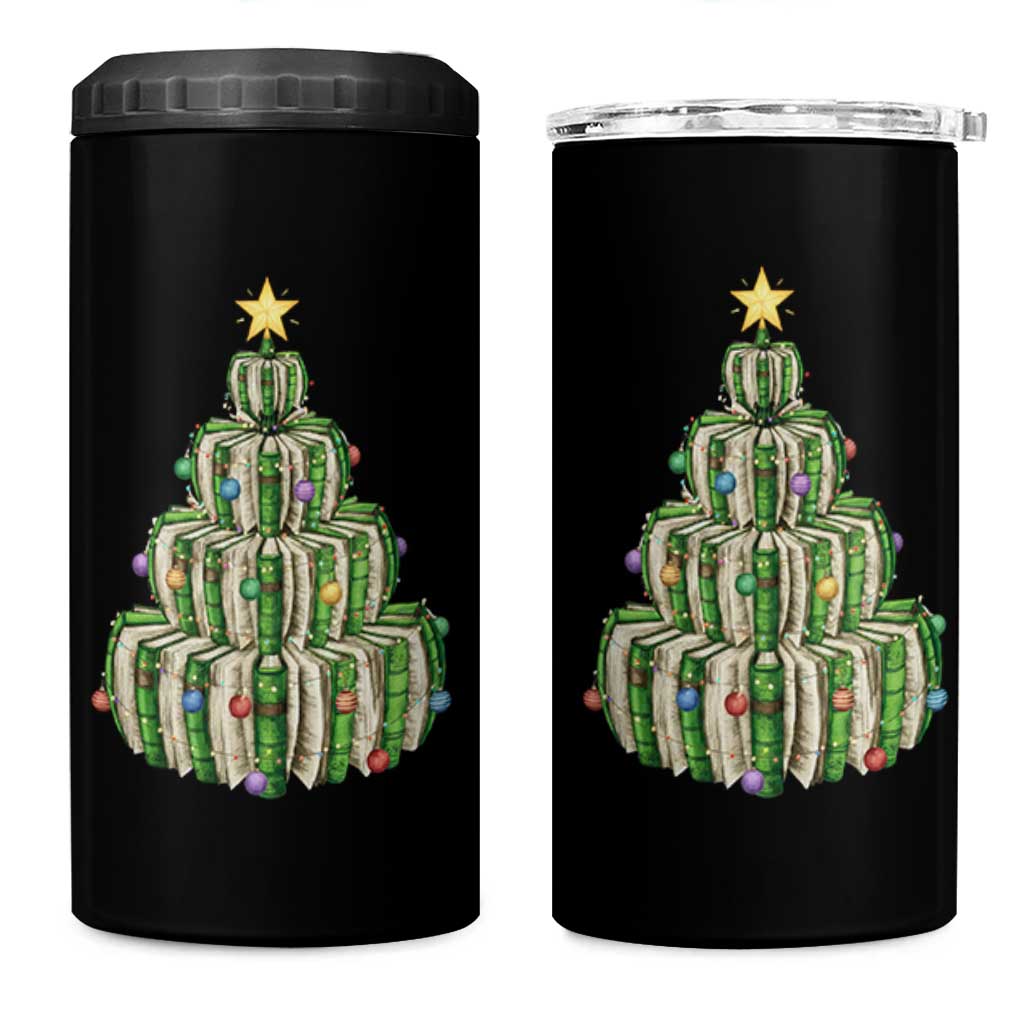 Book Christmas Tree Book Lover Teacher Librarian 4 in 1 Can Cooler Tumbler - Wonder Print Shop