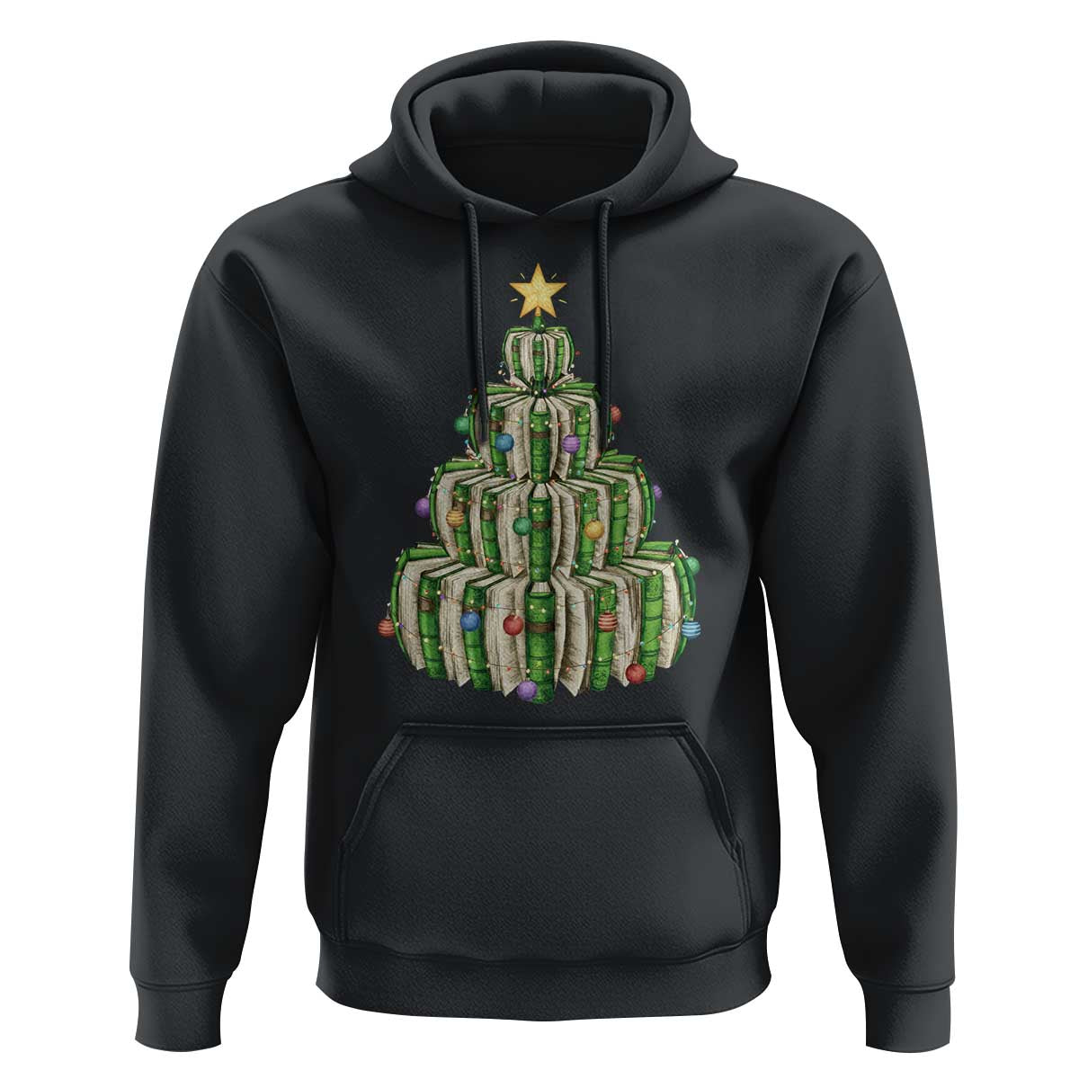 Book Christmas Tree Book Lover Teacher Librarian Hoodie - Wonder Print Shop