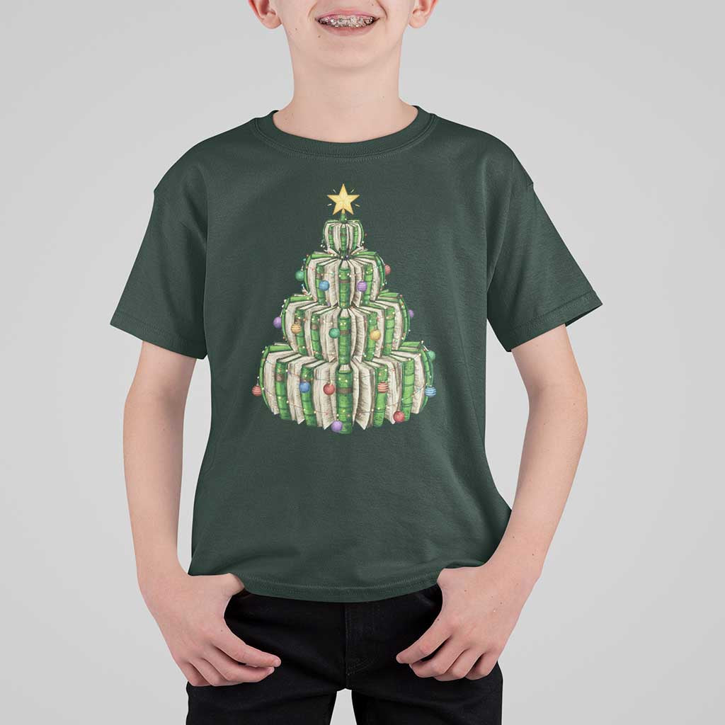 Book Christmas Tree Book Lover Teacher Librarian T Shirt For Kid - Wonder Print Shop