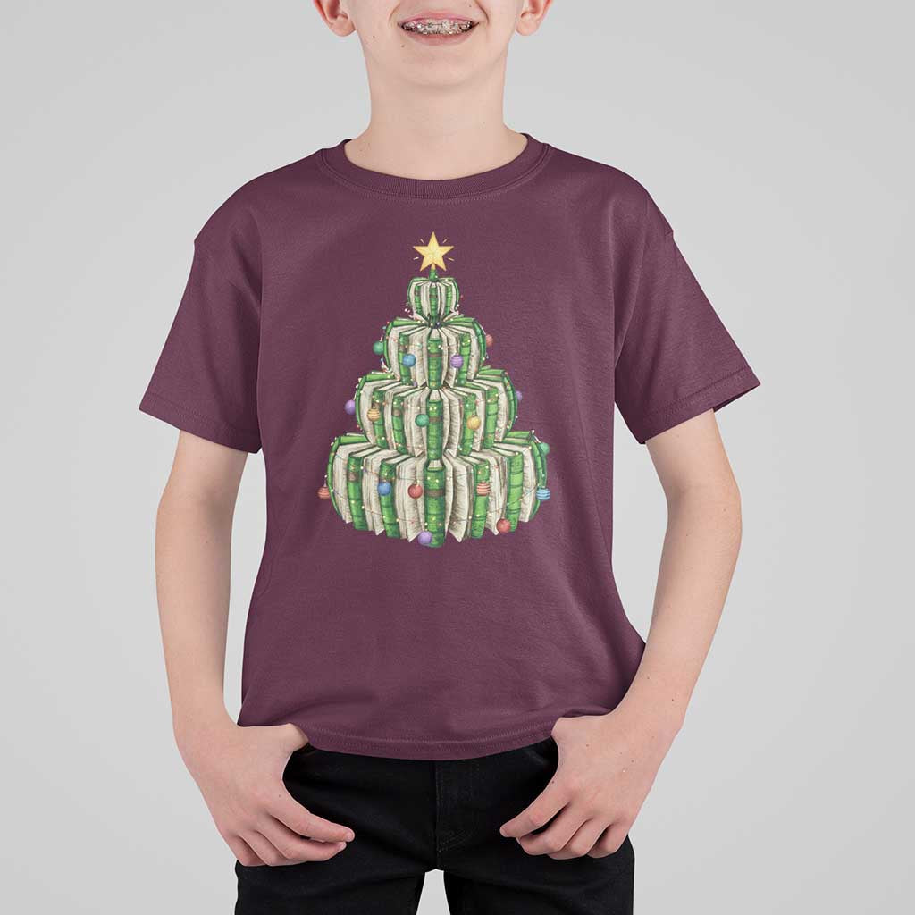 Book Christmas Tree Book Lover Teacher Librarian T Shirt For Kid - Wonder Print Shop