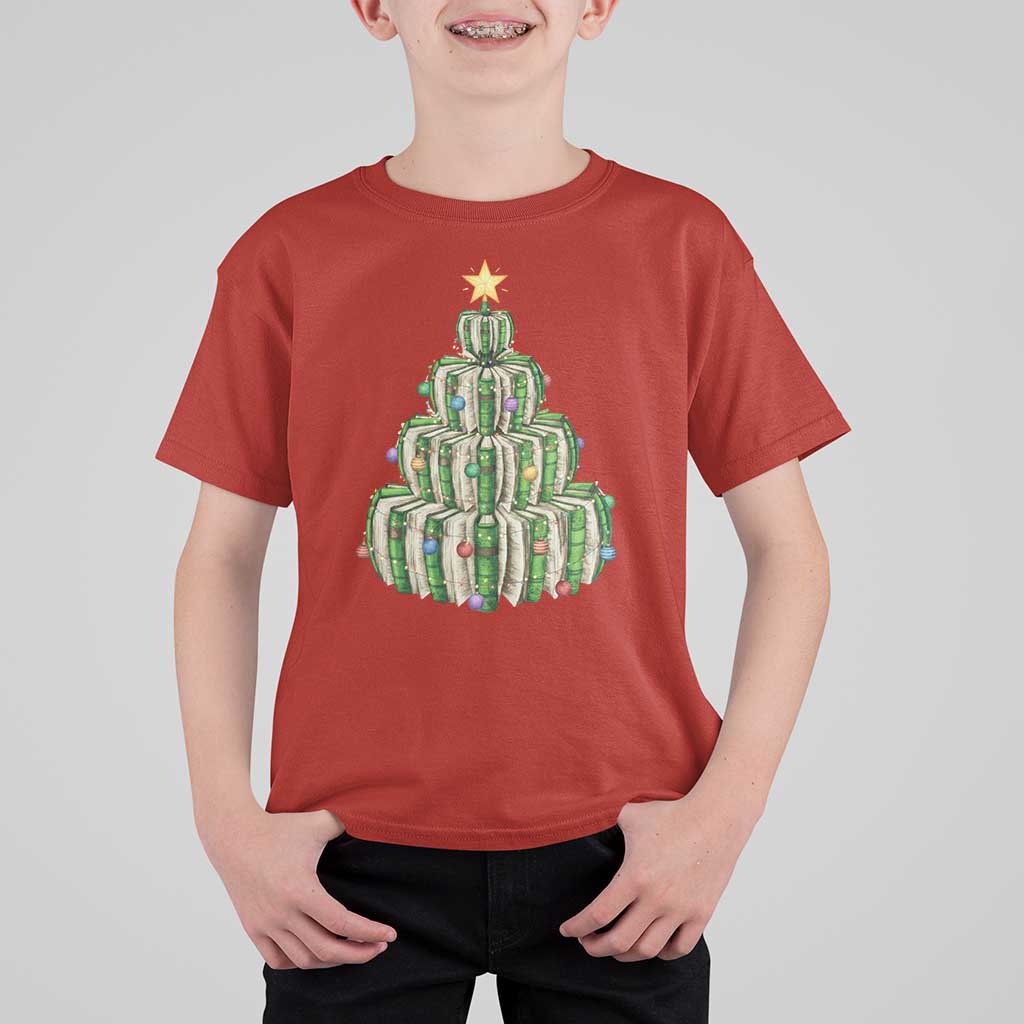 Book Christmas Tree Book Lover Teacher Librarian T Shirt For Kid - Wonder Print Shop