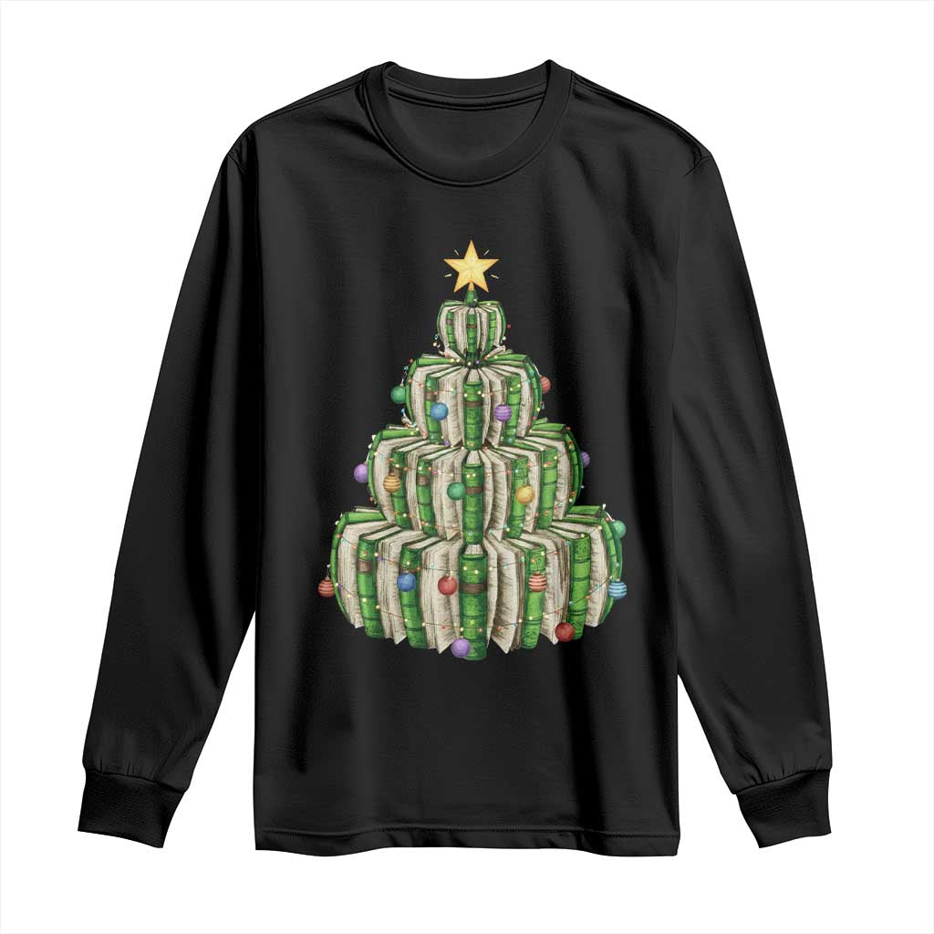 Book Christmas Tree Book Lover Teacher Librarian Long Sleeve Shirt - Wonder Print Shop