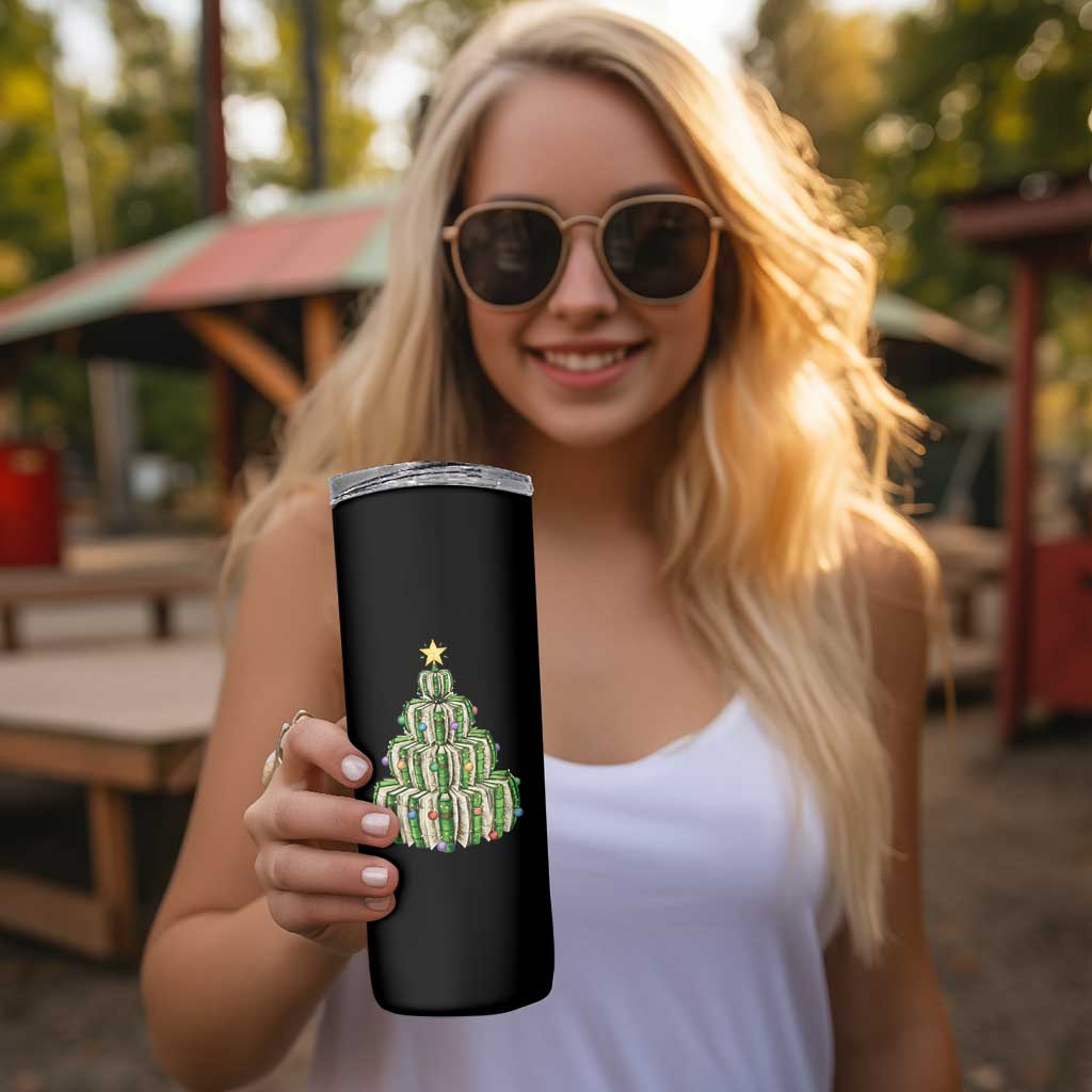 Book Christmas Tree Book Lover Teacher Librarian Skinny Tumbler - Wonder Print Shop