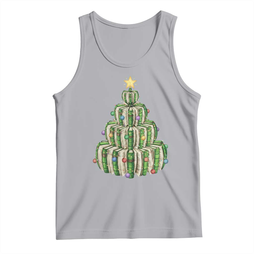 Book Christmas Tree Book Lover Teacher Librarian Tank Top - Wonder Print Shop