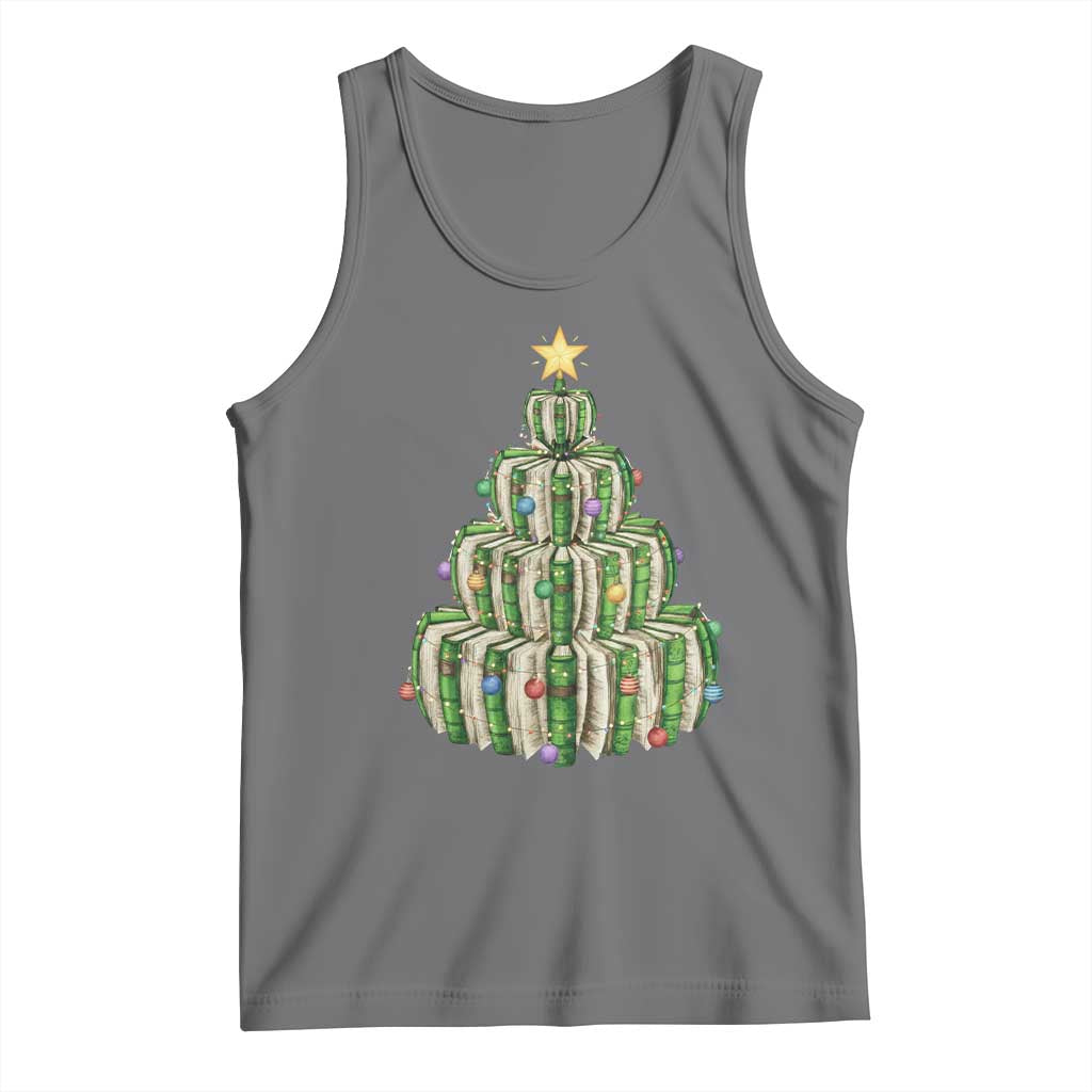 Book Christmas Tree Book Lover Teacher Librarian Tank Top - Wonder Print Shop