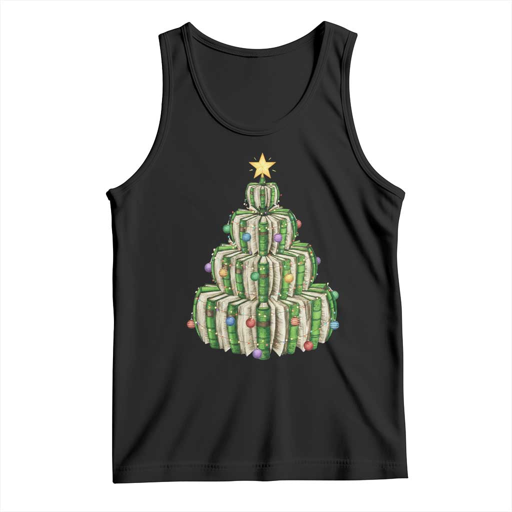 Book Christmas Tree Book Lover Teacher Librarian Tank Top - Wonder Print Shop