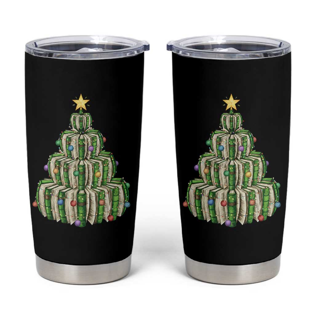 Book Christmas Tree Book Lover Teacher Librarian Tumbler Cup - Wonder Print Shop