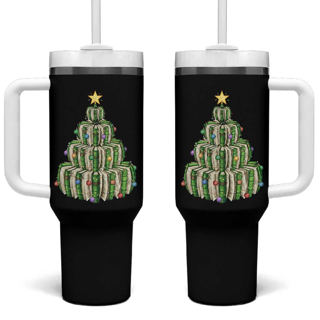 Book Christmas Tree Book Lover Teacher Librarian Tumbler With Handle - Wonder Print Shop