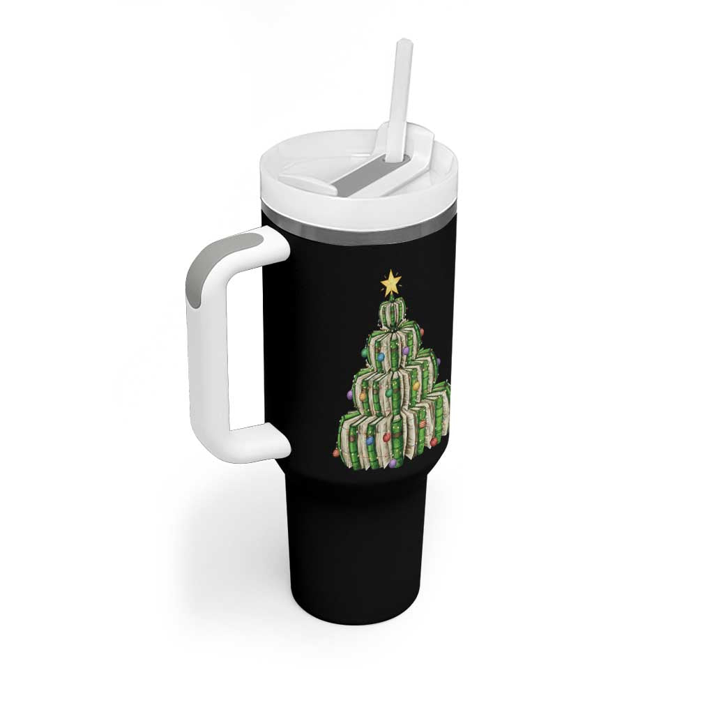 Book Christmas Tree Book Lover Teacher Librarian Tumbler With Handle - Wonder Print Shop